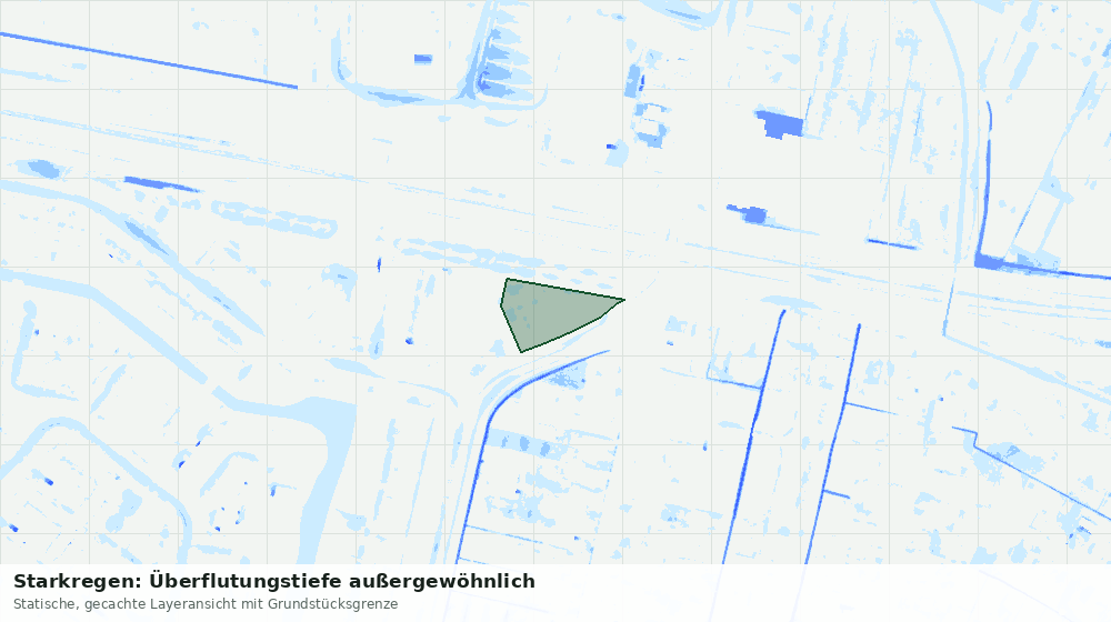 Statische Kartenansicht: Starkregen: Überflutungstiefe außergewöhnlich