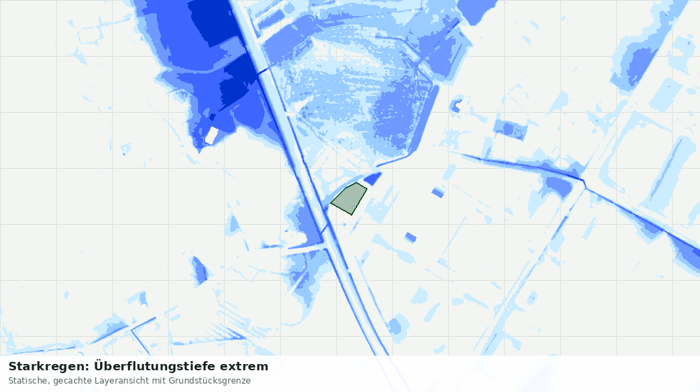 Statische Kartenansicht: Starkregen: Überflutungstiefe extrem