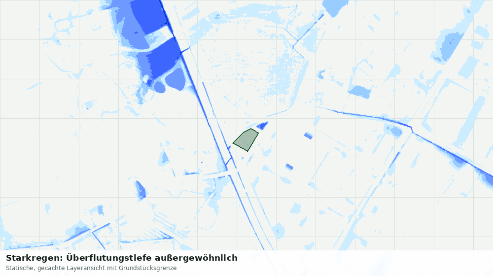 Statische Kartenansicht: Starkregen: Überflutungstiefe außergewöhnlich