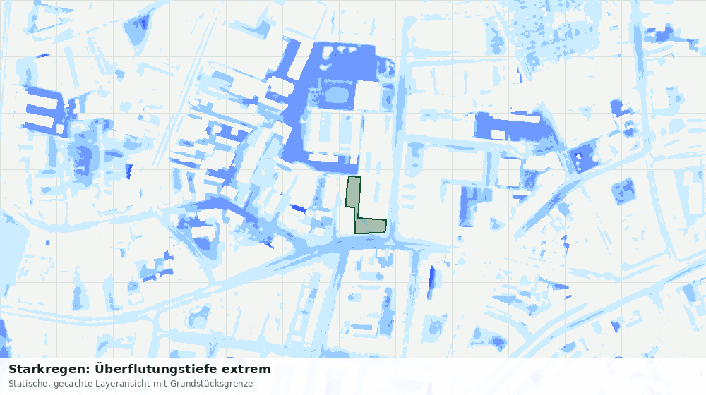 Statische Kartenansicht: Starkregen: Überflutungstiefe extrem