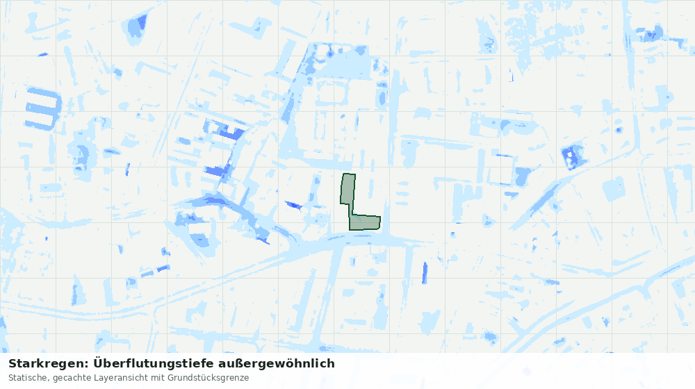 Statische Kartenansicht: Starkregen: Überflutungstiefe außergewöhnlich