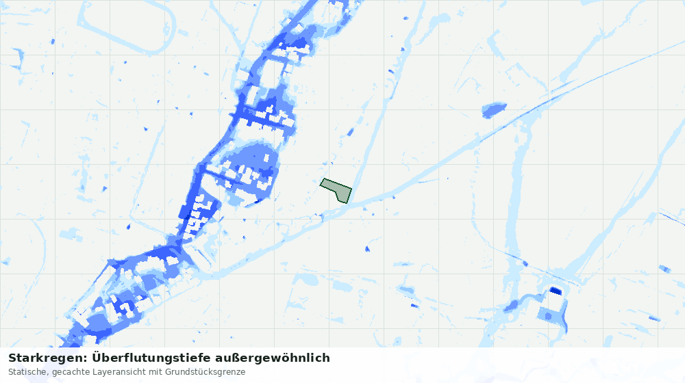 Statische Kartenansicht: Starkregen: Überflutungstiefe außergewöhnlich