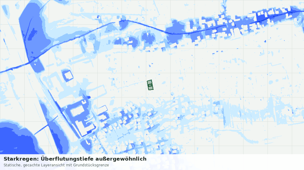 Statische Kartenansicht: Starkregen: Überflutungstiefe außergewöhnlich