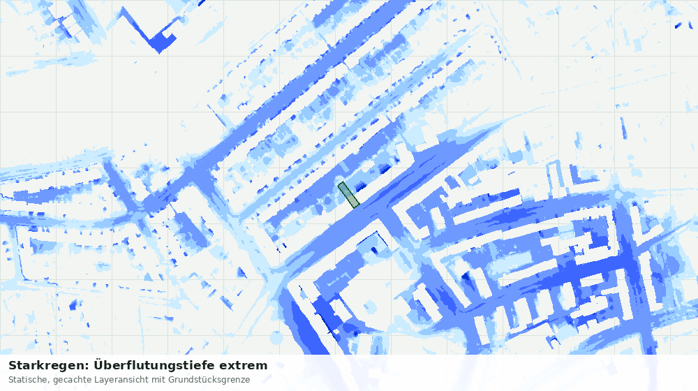 Statische Kartenansicht: Starkregen: Überflutungstiefe extrem
