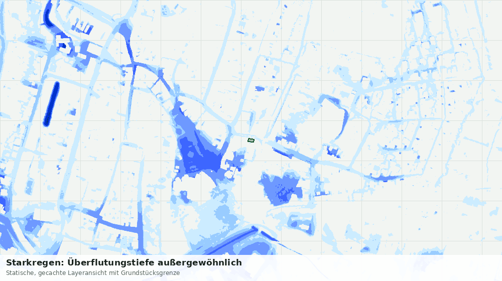 Statische Kartenansicht: Starkregen: Überflutungstiefe außergewöhnlich