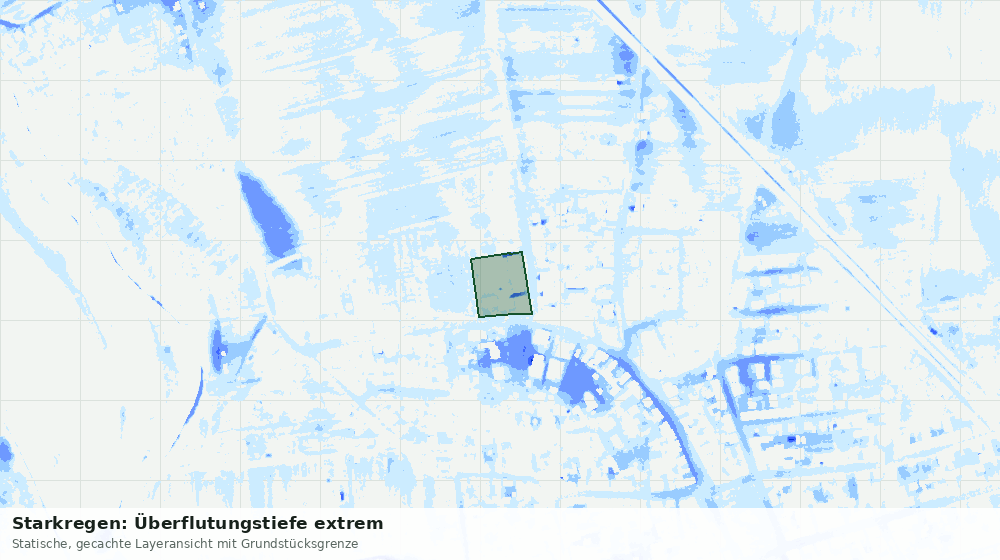 Statische Kartenansicht: Starkregen: Überflutungstiefe extrem