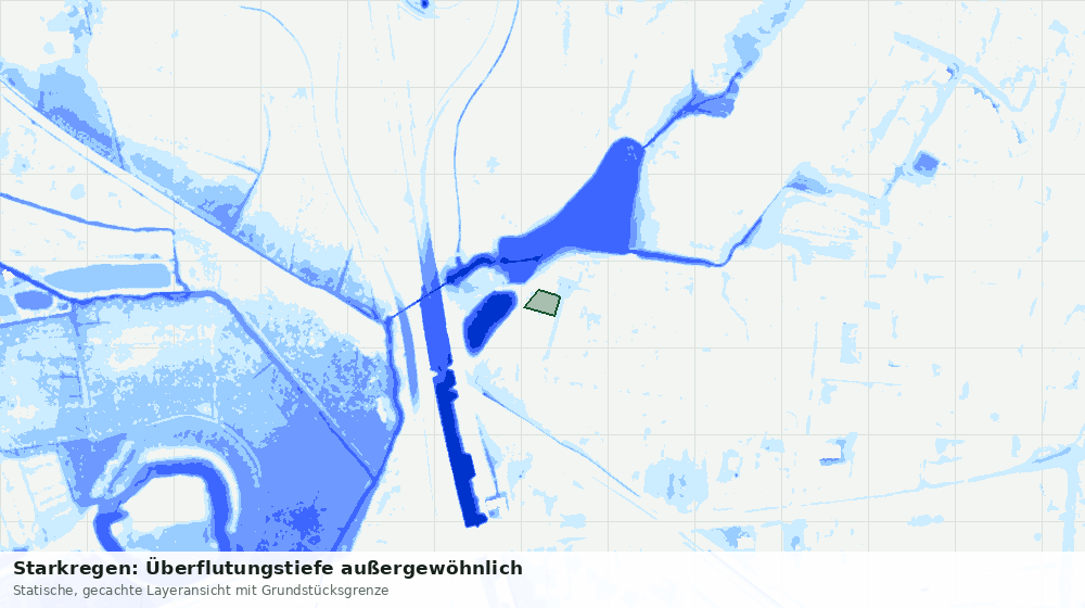 Statische Kartenansicht: Starkregen: Überflutungstiefe außergewöhnlich