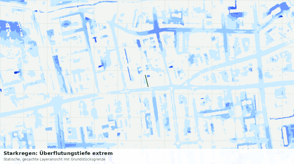 Statische Kartenansicht: Starkregen: Überflutungstiefe extrem