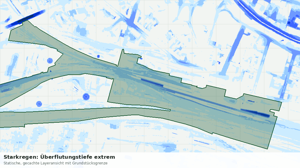 Statische Kartenansicht: Starkregen: Überflutungstiefe extrem