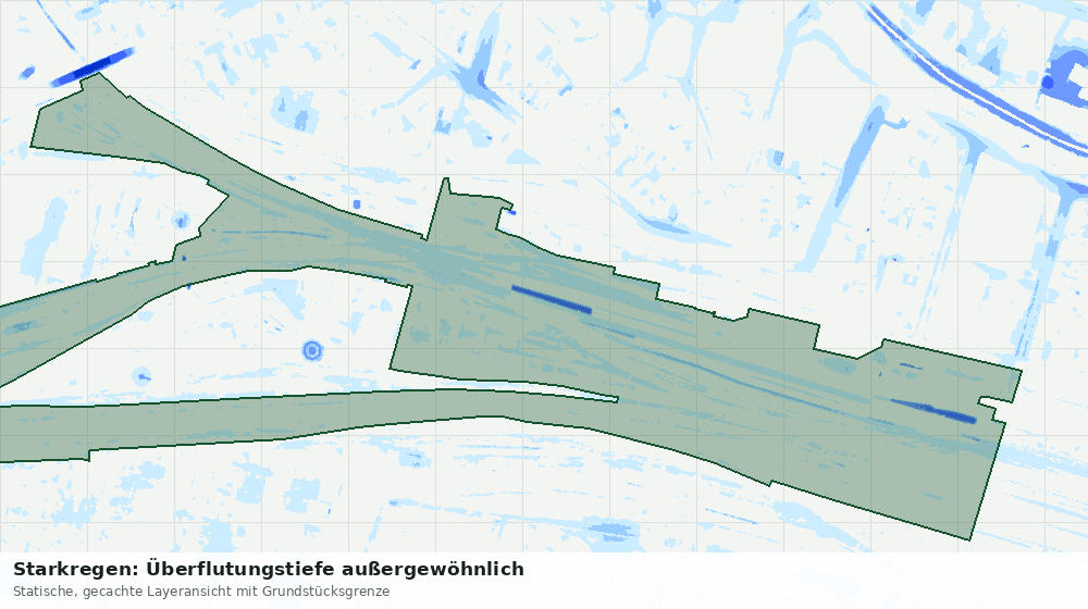 Statische Kartenansicht: Starkregen: Überflutungstiefe außergewöhnlich