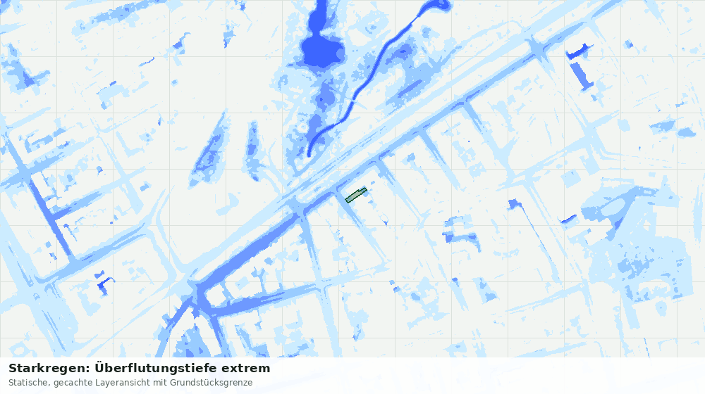 Statische Kartenansicht: Starkregen: Überflutungstiefe extrem
