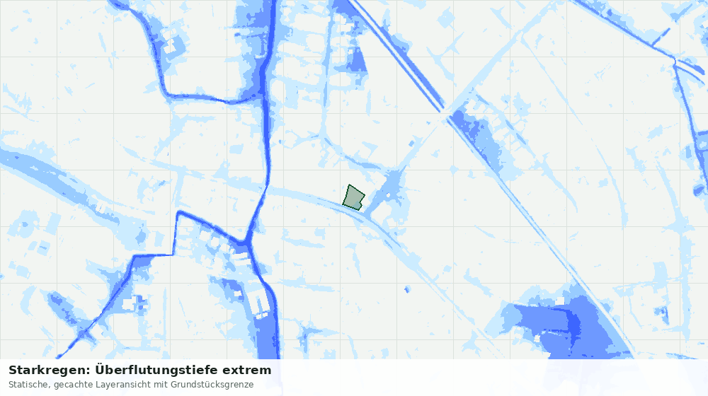 Statische Kartenansicht: Starkregen: Überflutungstiefe extrem
