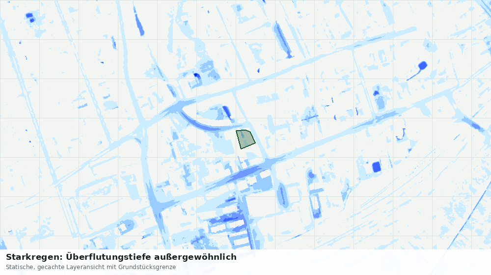 Statische Kartenansicht: Starkregen: Überflutungstiefe außergewöhnlich