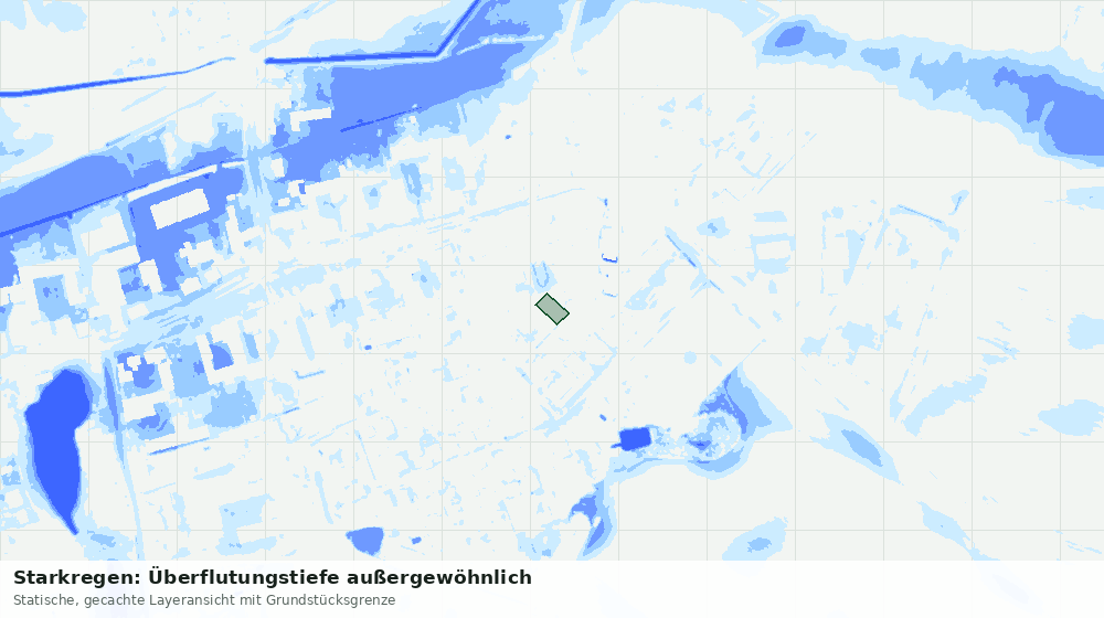 Statische Kartenansicht: Starkregen: Überflutungstiefe außergewöhnlich