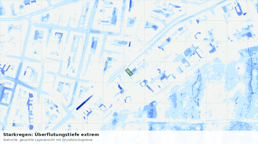 Statische Kartenansicht: Starkregen: Überflutungstiefe extrem