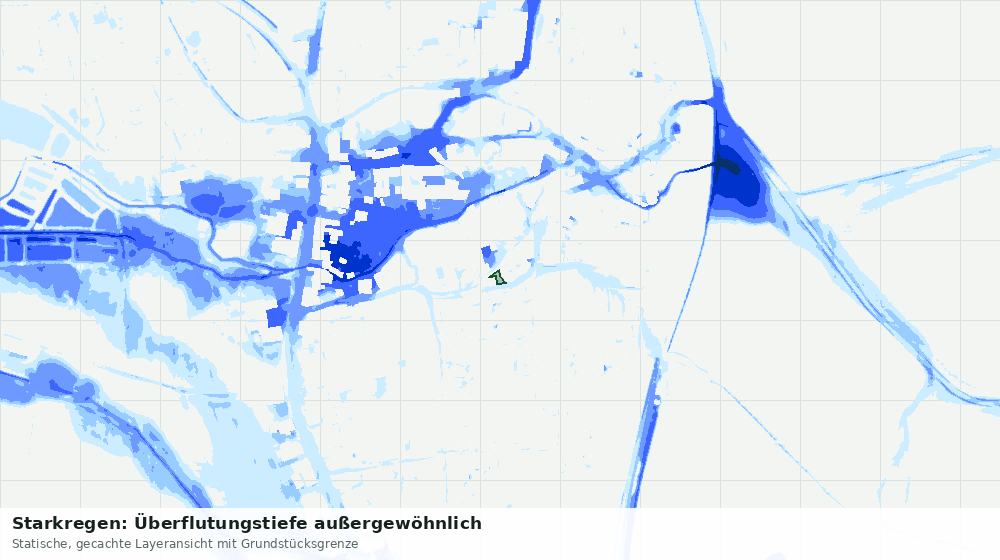 Statische Kartenansicht: Starkregen: Überflutungstiefe außergewöhnlich