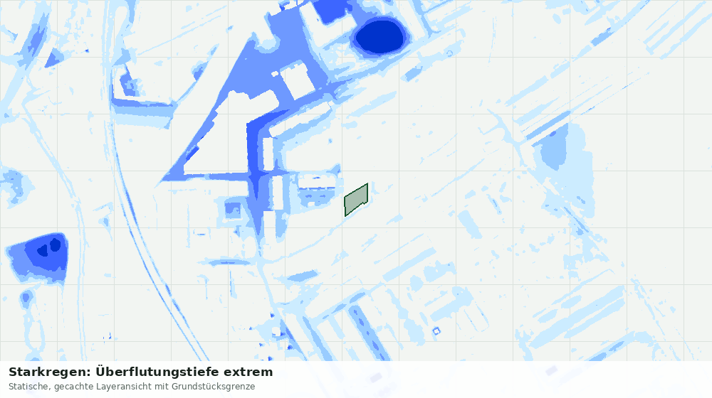 Statische Kartenansicht: Starkregen: Überflutungstiefe extrem