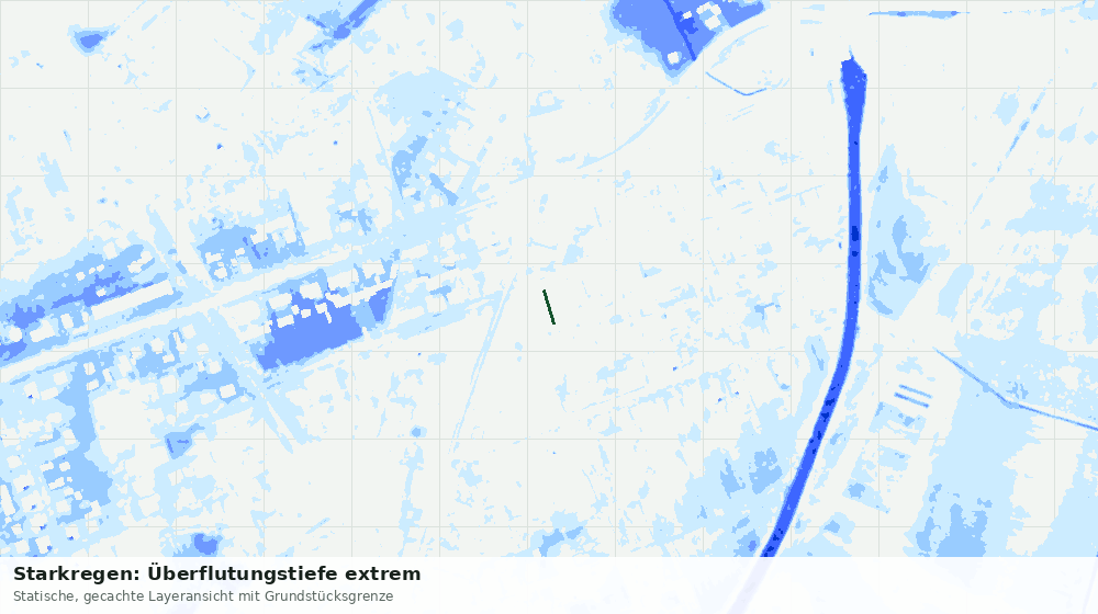Statische Kartenansicht: Starkregen: Überflutungstiefe extrem
