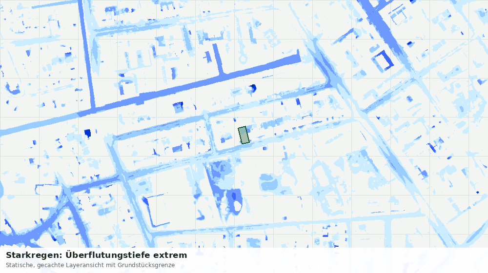 Statische Kartenansicht: Starkregen: Überflutungstiefe extrem