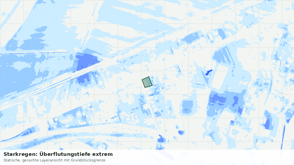 Statische Kartenansicht: Starkregen: Überflutungstiefe extrem