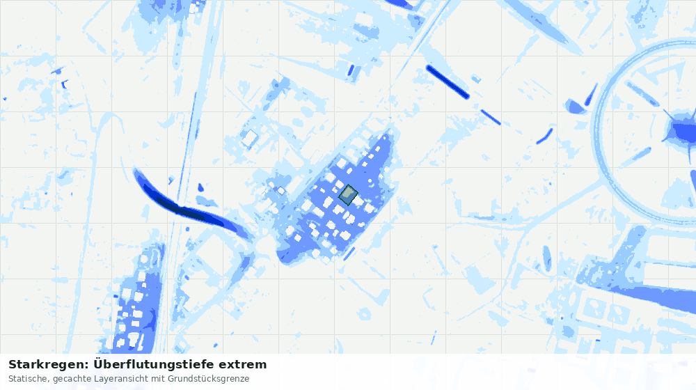 Statische Kartenansicht: Starkregen: Überflutungstiefe extrem
