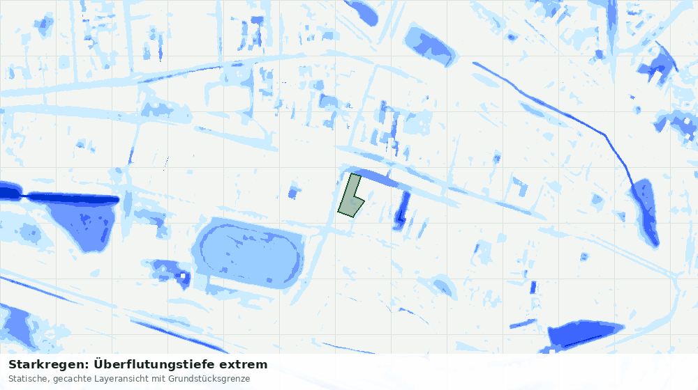 Statische Kartenansicht: Starkregen: Überflutungstiefe extrem