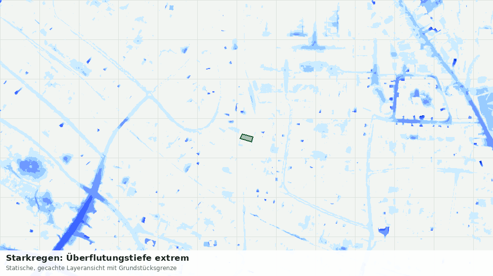 Statische Kartenansicht: Starkregen: Überflutungstiefe extrem