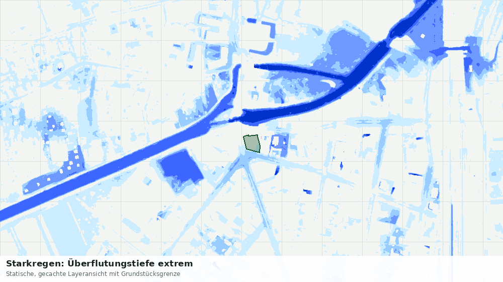 Statische Kartenansicht: Starkregen: Überflutungstiefe extrem