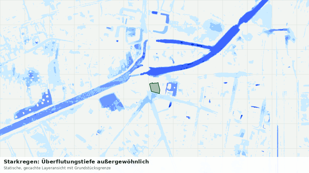 Statische Kartenansicht: Starkregen: Überflutungstiefe außergewöhnlich