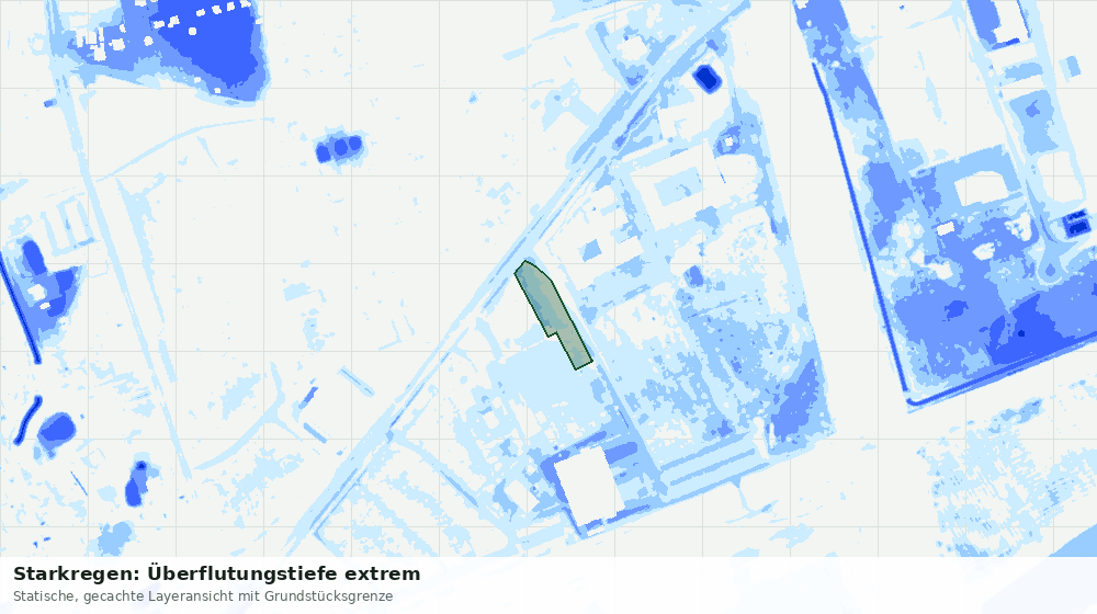 Statische Kartenansicht: Starkregen: Überflutungstiefe extrem