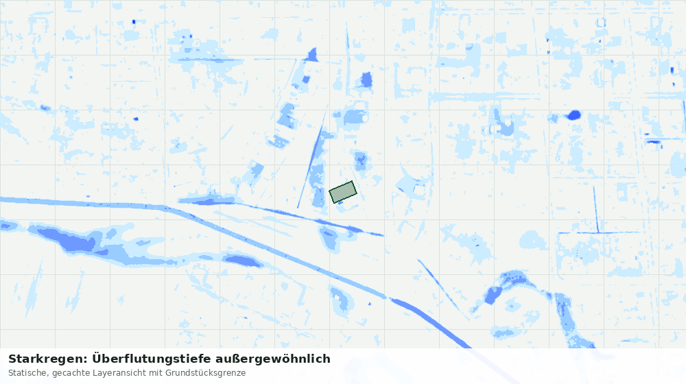 Statische Kartenansicht: Starkregen: Überflutungstiefe außergewöhnlich