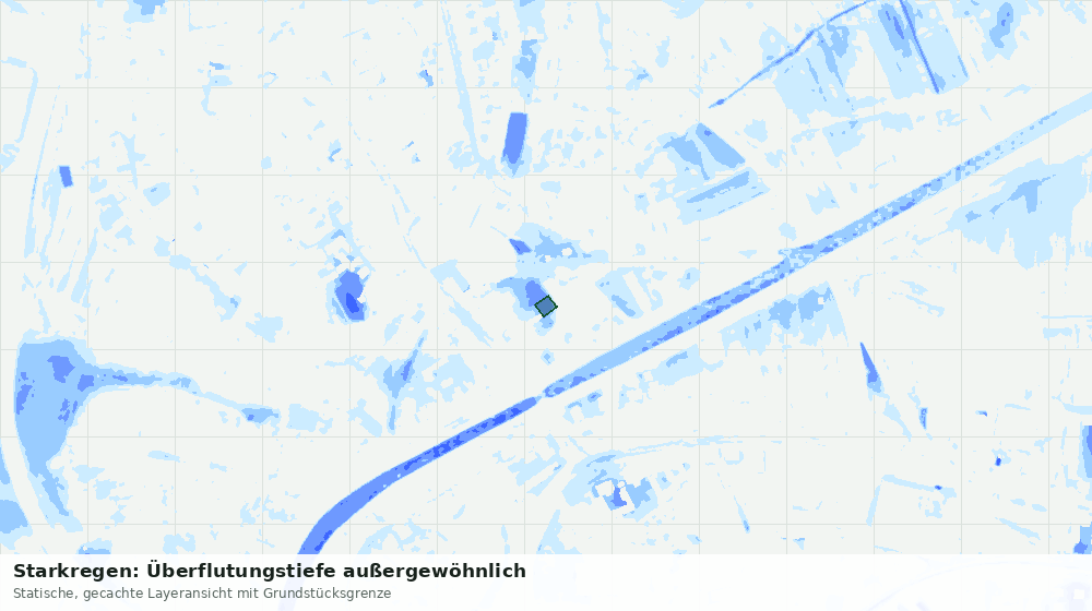 Statische Kartenansicht: Starkregen: Überflutungstiefe außergewöhnlich