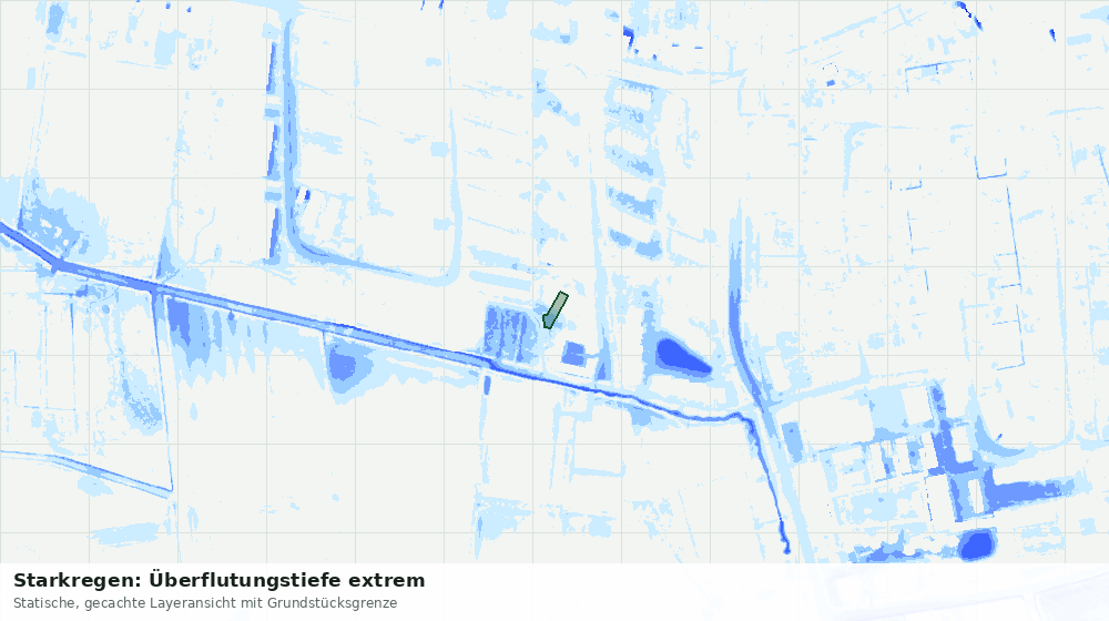 Statische Kartenansicht: Starkregen: Überflutungstiefe extrem