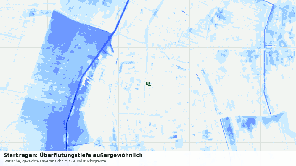 Statische Kartenansicht: Starkregen: Überflutungstiefe außergewöhnlich