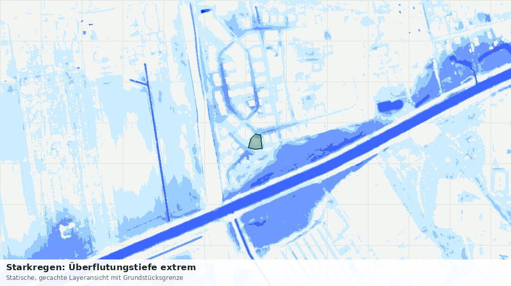 Statische Kartenansicht: Starkregen: Überflutungstiefe extrem