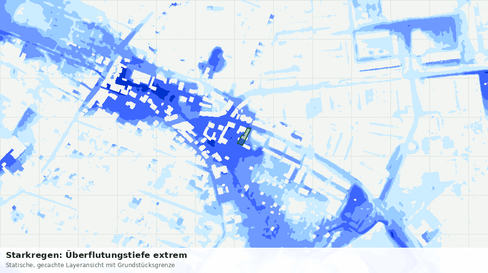 Statische Kartenansicht: Starkregen: Überflutungstiefe extrem