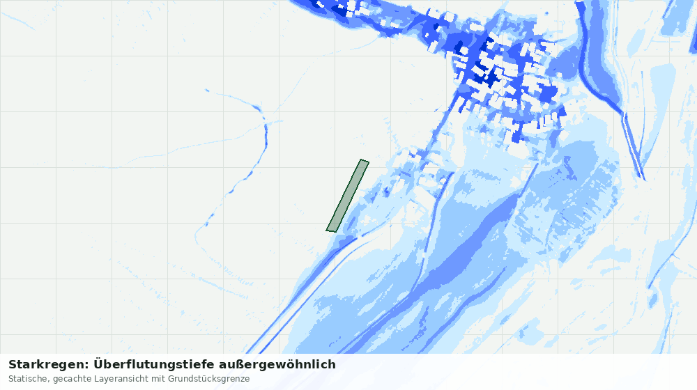 Statische Kartenansicht: Starkregen: Überflutungstiefe außergewöhnlich