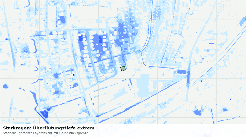 Statische Kartenansicht: Starkregen: Überflutungstiefe extrem