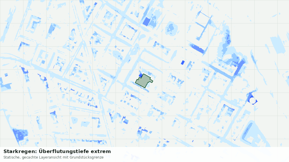 Statische Kartenansicht: Starkregen: Überflutungstiefe extrem