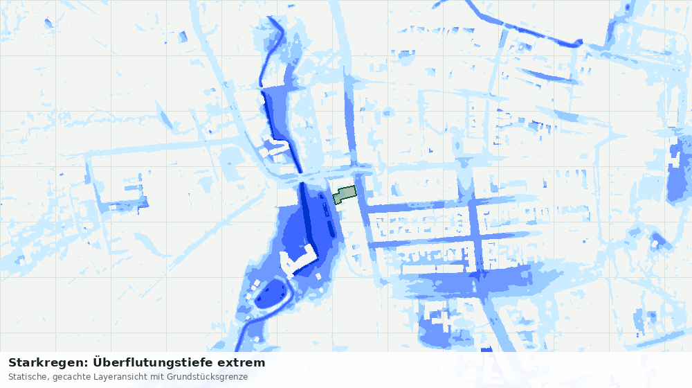 Statische Kartenansicht: Starkregen: Überflutungstiefe extrem