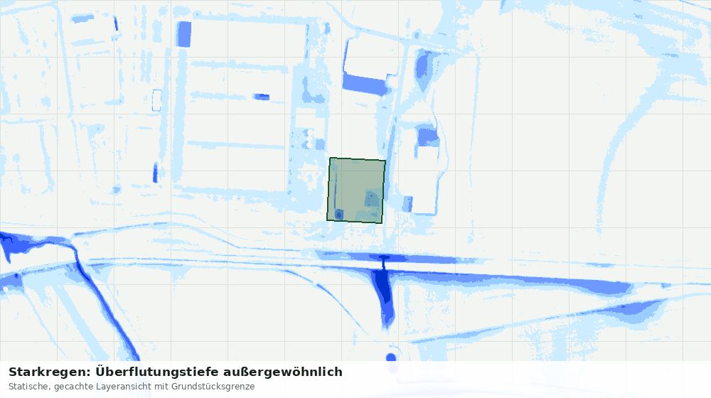 Statische Kartenansicht: Starkregen: Überflutungstiefe außergewöhnlich