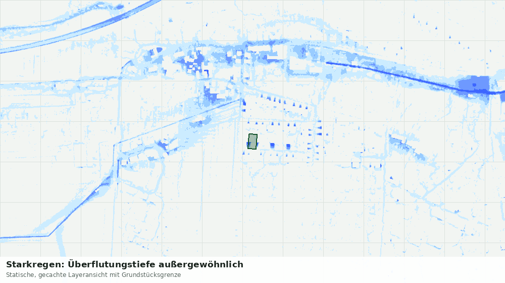 Statische Kartenansicht: Starkregen: Überflutungstiefe außergewöhnlich