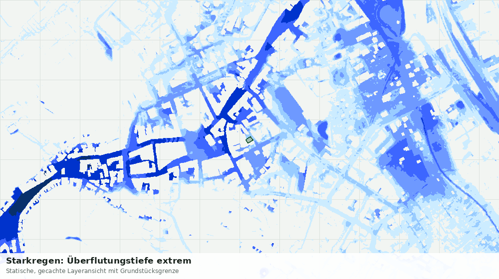 Statische Kartenansicht: Starkregen: Überflutungstiefe extrem