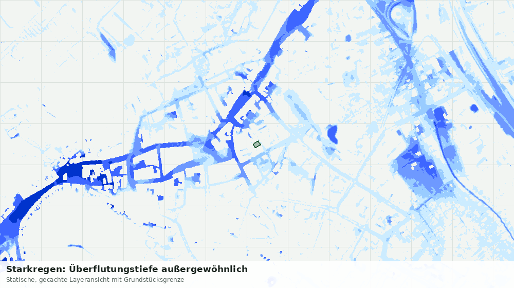 Statische Kartenansicht: Starkregen: Überflutungstiefe außergewöhnlich