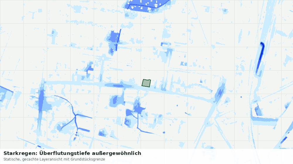 Statische Kartenansicht: Starkregen: Überflutungstiefe außergewöhnlich