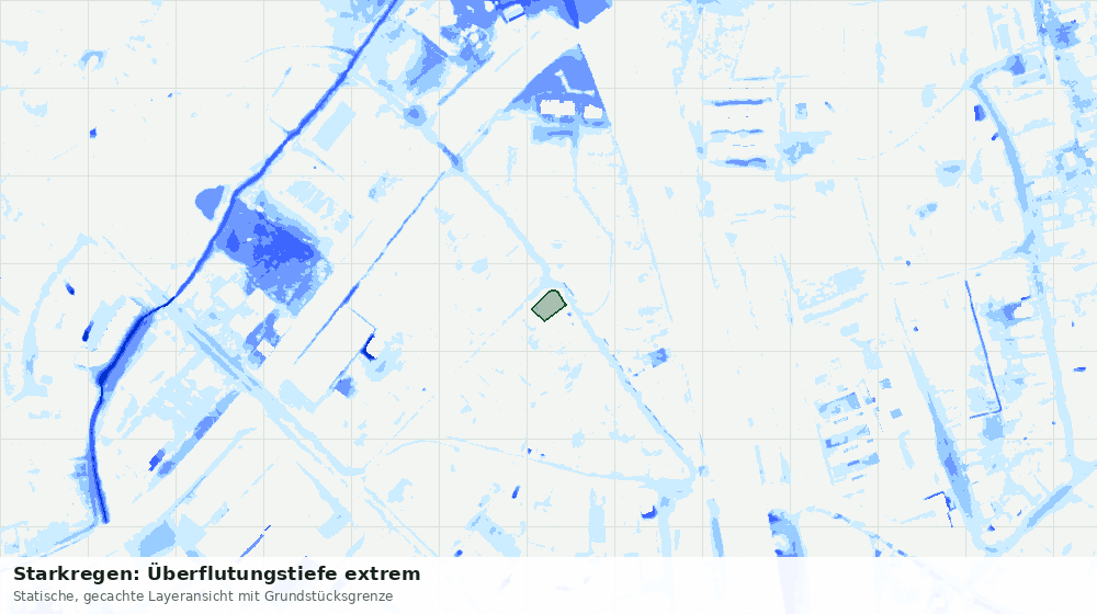 Statische Kartenansicht: Starkregen: Überflutungstiefe extrem