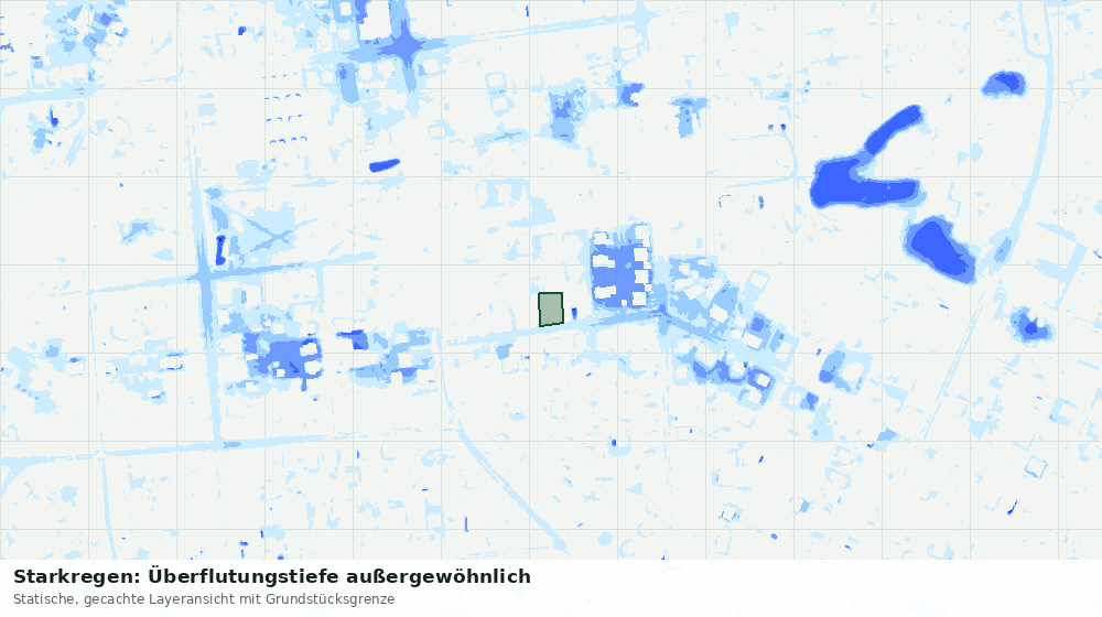 Statische Kartenansicht: Starkregen: Überflutungstiefe außergewöhnlich