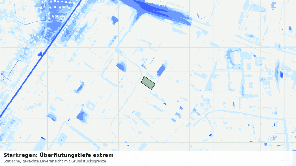 Statische Kartenansicht: Starkregen: Überflutungstiefe extrem