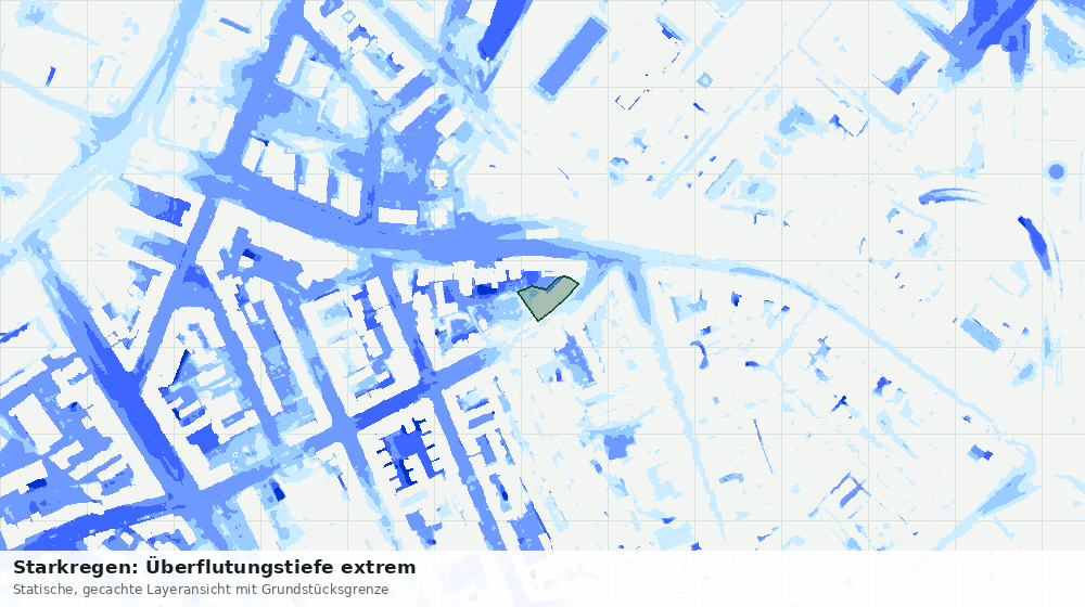 Statische Kartenansicht: Starkregen: Überflutungstiefe extrem