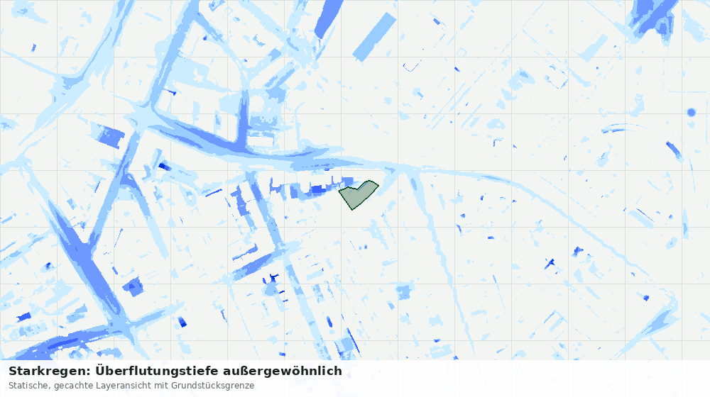 Statische Kartenansicht: Starkregen: Überflutungstiefe außergewöhnlich